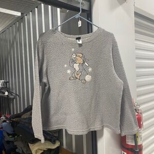 Disney Thumper Bunny Rabbit Fleece Sweatshirt Cozy Loungewear Top Women's 2XL